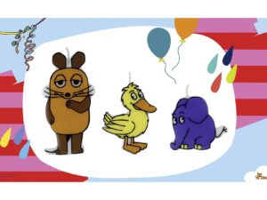 Dr. Oetker Motiv-Kerze 'Maus, Ente, Elefant' 3er Pack