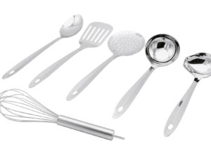 KARL KRÜGER Küchenhelfer-Set 6-teilig | je 1 x Saucenlöffel, Schaumlöffel, Schöpflöffel, Gemüselöffel, Pfannenwender, Schneebesen