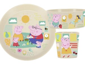 KOZIOL Geschirr-Set 'Connect Peppa Pig' 3-teilig 1 kleiner Teller, 1 Schale, 1 Becher