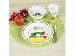 GEDA Kindergeschirr 'Raupe Nimmersatt - Hello Friend' 3-teilig je 1x Teller, Becher, Schale