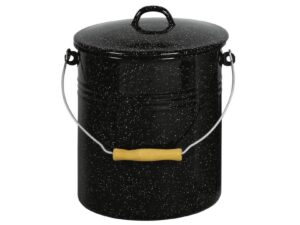 KARL KRÜGER Eimer mit Deckel 10 l 32cm Ø25cm emailliert schwarz gesprenkelt