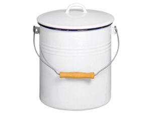 KARL KRÜGER Eimer mit Deckel 10 l 32cm Ø25cm emailliert weiß