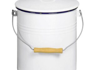 KARL KRÜGER Mülleimer mit Deckel 5l emailliert weiß