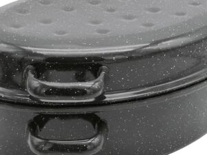 KARL KRÜGER Gänsebräter oval 10,5 l Ø42cm emailliert schwarz/weiß gesprenkelt