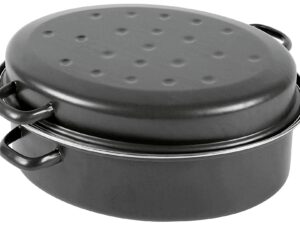 KARL KRÜGER Gänsebräter oval 4,5 l Ø34cm emailliert schwarz matt