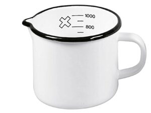 KARL KRÜGER Milchtopf mit Skala und Ausguss 1 l Ø12cm emailliert weiß