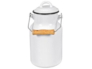 KARL KRÜGER Milchkanne mit Deckel und Klapptragegriff 2 l Ø13cm emailliert weiß