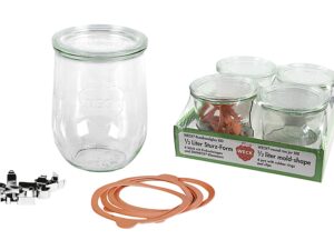 WECK Tray Tulpengläser eingeschweißt 4er Set 4er Set inkl. 5 Ringen und 8 Klammern