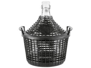 Glasballon mit Kunststoffkorb