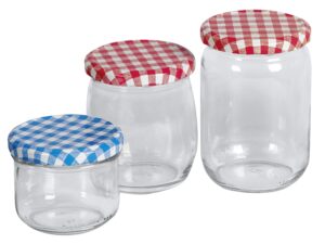 EMSY Schraubdeckelglas Sturz mit 82mm TO-Deckel kariert 250 ml 6er Pack