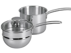 KÜCHENPROFI Wasserbad-Topf Edelstahl mit Glasdeckel 1,5 l Ø14cm