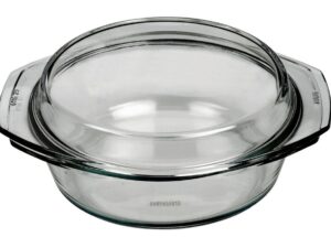 BOHEMIA CRISTAL Glaskochschüssel rund mit Deckel 2,5L