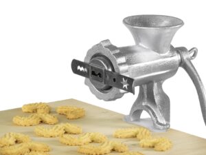 KARL KRÜGER Fleischwolf-Set 'Sirius' Gr. 5 Fleischwolf, 3 Lochscheiben in den Größen 5 - 6 - 8 mm und Spritzgebäck-Vorsatz