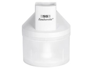 ESGE Zauberette 6500 transparenter Stopfer, 1 Scheibenträger, 1 Raspelscheibe fein, 1 Raspelscheibe grob, 1 Schneidscheibe fein, 1 Hackmesser aus Edelstahl mit Messerschutz, 1 patentierter Einlegeteller