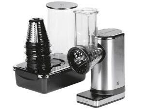 WMF Salatbereiter Salat To Go 0416400011 5 Cromargan-Einsätze, Salat-to-go-Box mit integriertem Dressingbehälter, Aufbewahrungsbox für die 5 Schneideinsätze