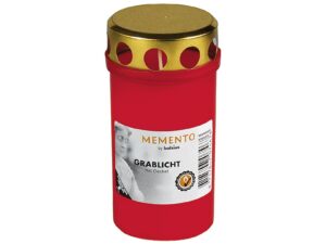BOLSIUS Memento Grablicht Nr. 3 mit Deckel rote Hülle