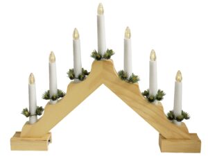 F-H-S Weihnachtsbogen Holz 7LED 42x32cm ohne 2xAA Batterien