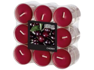 Duft Teelicht in PC Hülle rot/Cherry 18er Pack