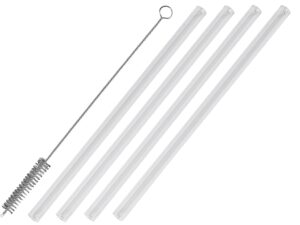 LEONARDO Glastrinkhalm 4er Pack, inkl. Reinigungsbürste
