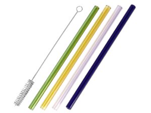 LEONARDO Glastrinkhalm 'Ciao' 4er Pack, inkl. Reinigungsbürste