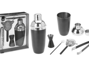 Cocktail-Mixer-Set 5-teilig, Cocktailshaker (500 ml), Cocktaillöffel, Eiszange, Barsieb und Barmaß (2 cl / 4 cl)