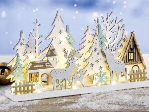 HI Holzsilhouette mit 10 LED 30x6x16,5cm