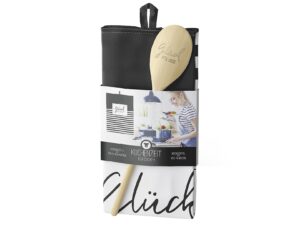 LA VIDA Geschenkset Küchenzeit 'Glück für dich' 2-teilig 1 Geschirrtuch, 1 Löffel