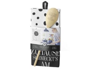 LA VIDA Geschenkset Küchenzeit 'Zuhause' 2-teilig 1 Geschirrtuch, 1 Löffel