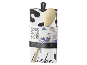 LA VIDA Geschenkset Küchenzeit 'Mit Liebe gekocht' 2-teilig 1 Geschirrtuch, 1 Löffel