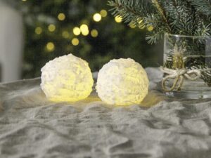 STAR TRADING LED-Kugelkerze 'Snowball' 2er Set 2 x Kugelkerze, 2 x Batterie CR2032
