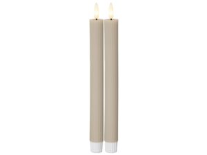 STAR TRADING LED Wachskerze Flamme Stripe 2er Set Batterie Timer beige 25x2,1cm
