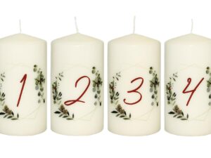 WIEDEMANN Stumpenkerze 'Advent Zahlen 1-4' 4er Set