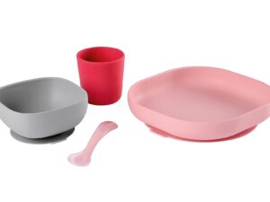 BEABA Geschirrset 4-teilig 1 Teller, 1 Schüssel, 1 Glas, 1 Löffel