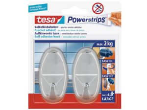 TESA Powerstrips large oval chrom 2er Pack