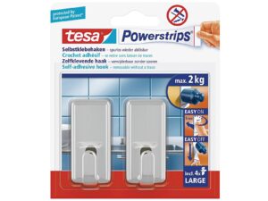 TESA Powerstrips Haken large chrom 2er Pack