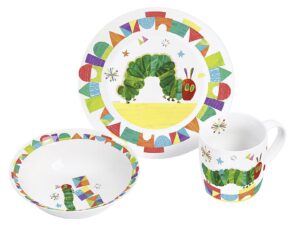 GEDA Frühstücksset 'Raupe Nimmersatt' 3-teilig 1 Teller, 1 Tasse, 1 Schale