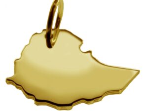 Anhänger der Landkarte Äthiopien in massiv 333 Gelbgold
