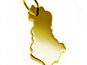 Anhänger der Landkarte Albanien in massiv 333 Gelbgold