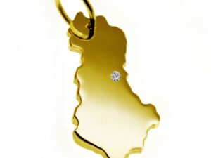 Anhänger Albanien mit Brillant am Wunschort 585 Gelbgold