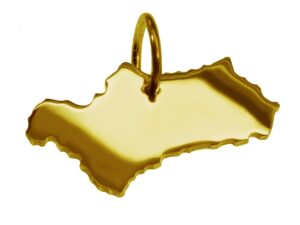 Anhänger der Landkarte Andalusien in massiv 333 Gelbgold