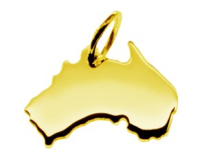 Anhänger der Landkarte Australien in massiv 333 Gelbgold