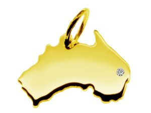 Anhänger Australien mit Brillant am Wunschort 585 Gelbgold