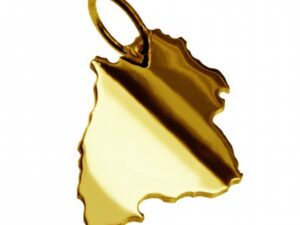 Anhänger der Landkarte Baden-Württemberg in massiv 585 Gelbgold