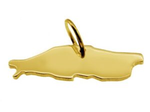 Anhänger der Landkarte Baltrum in massiv 585 Gelbgold