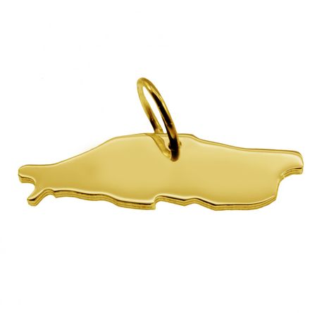 Anhänger der Landkarte Baltrum in massiv 585 Gelbgold
