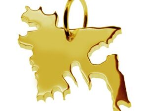 Anhänger der Landkarte Bangladesh in massiv 585 Gelbgold
