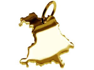 Anhänger der Landkarte Bayern in massiv 333 Gelbgold