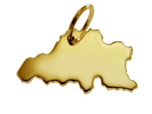 Anhänger der Landkarte Belgien in massiv 585 Gelbgold