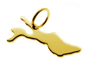 Anhänger der Landkarte Bodensee in massiv 333 Gelbgold