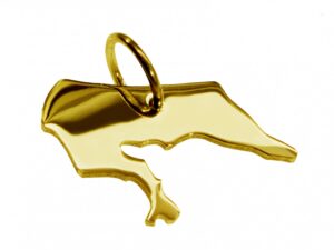 Anhänger der Landkarte Borkum in massiv 585 Gelbgold